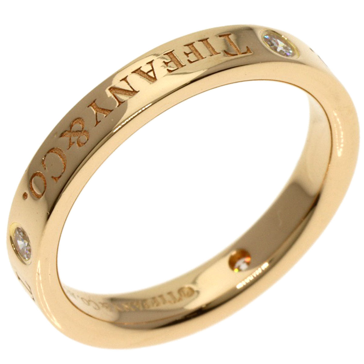 TIFFANY&Co. Flat Band 3P Diamond Ring K18 Pink Gold Ladies [Used]