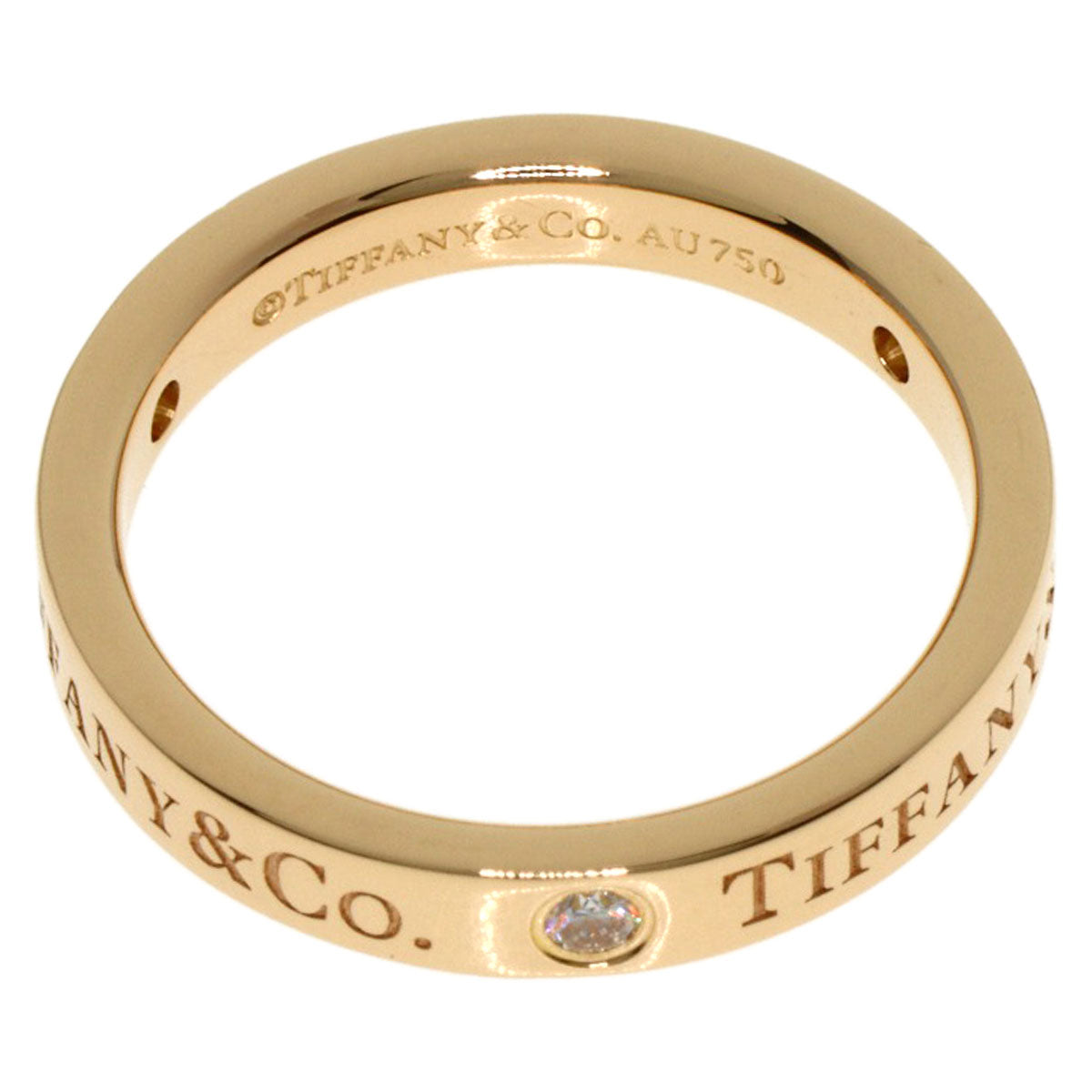 TIFFANY&Co. Flat Band 3P Diamond Ring K18 Pink Gold Ladies [Used]