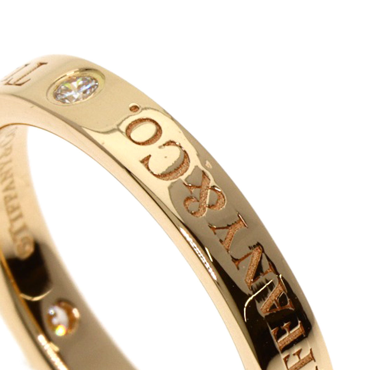 TIFFANY&Co. Flat Band 3P Diamond Ring K18 Pink Gold Ladies [Used]