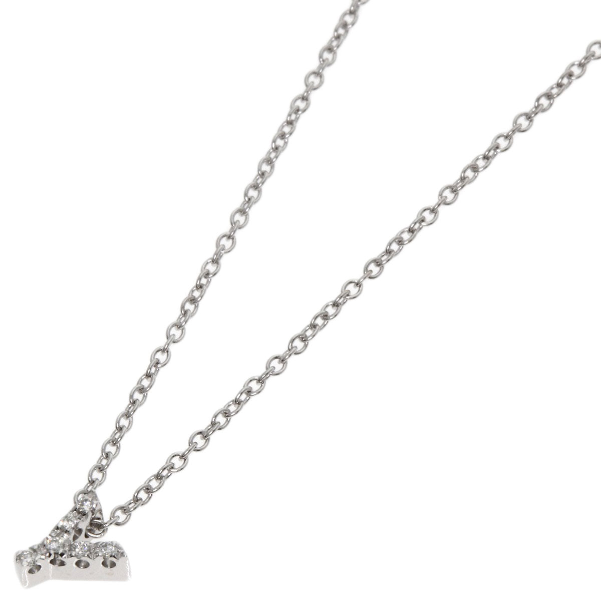 Ponte Vecchio Initial Y Diamond Necklace K18 White Gold Ladies [Used]