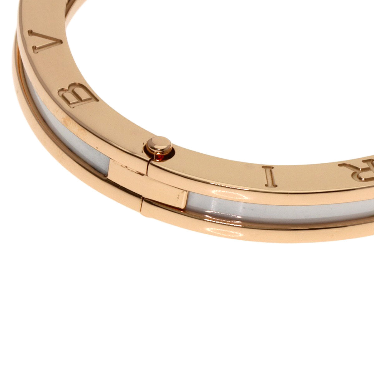BVLGARI B.zero1 M White Ceramic Bracelet K18 Pink Gold Ladies [Used]