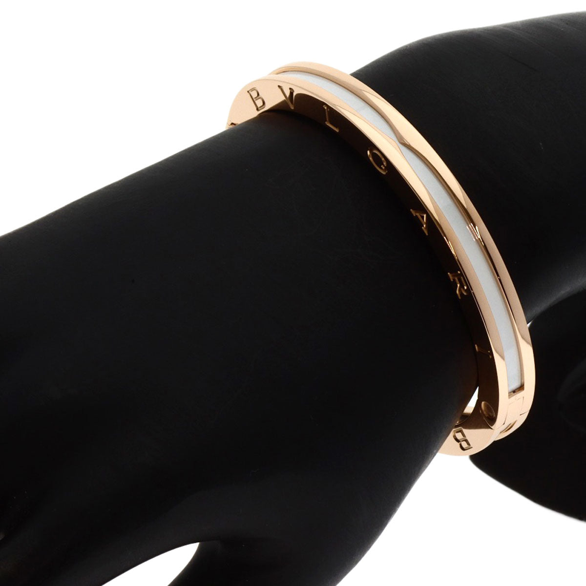 BVLGARI B.zero1 M White Ceramic Bracelet K18 Pink Gold Ladies [Used]