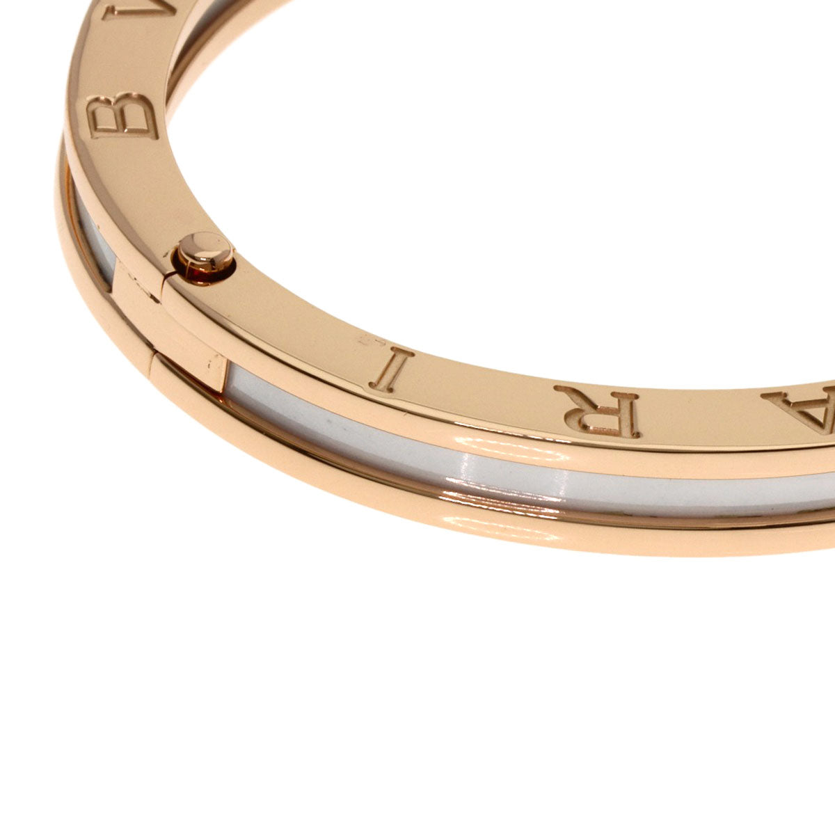 BVLGARI B.zero1 M White Ceramic Bracelet K18 Pink Gold Ladies [Used]