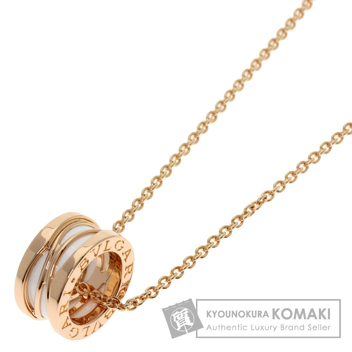 BVLGARI B.zero1 Legend White Ceramic Necklace K18 Pink Gold Ladies [Used]