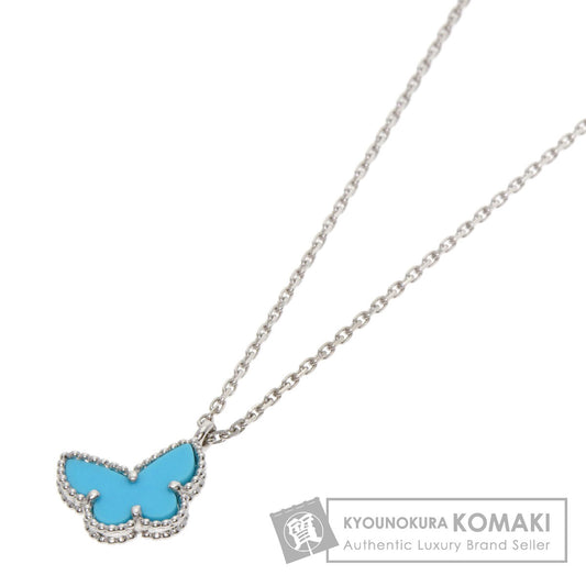 Van Cleef & Arpels Sweet Alhambra Papillon Turquoise Necklace K18 White Gold Ladies [Used]