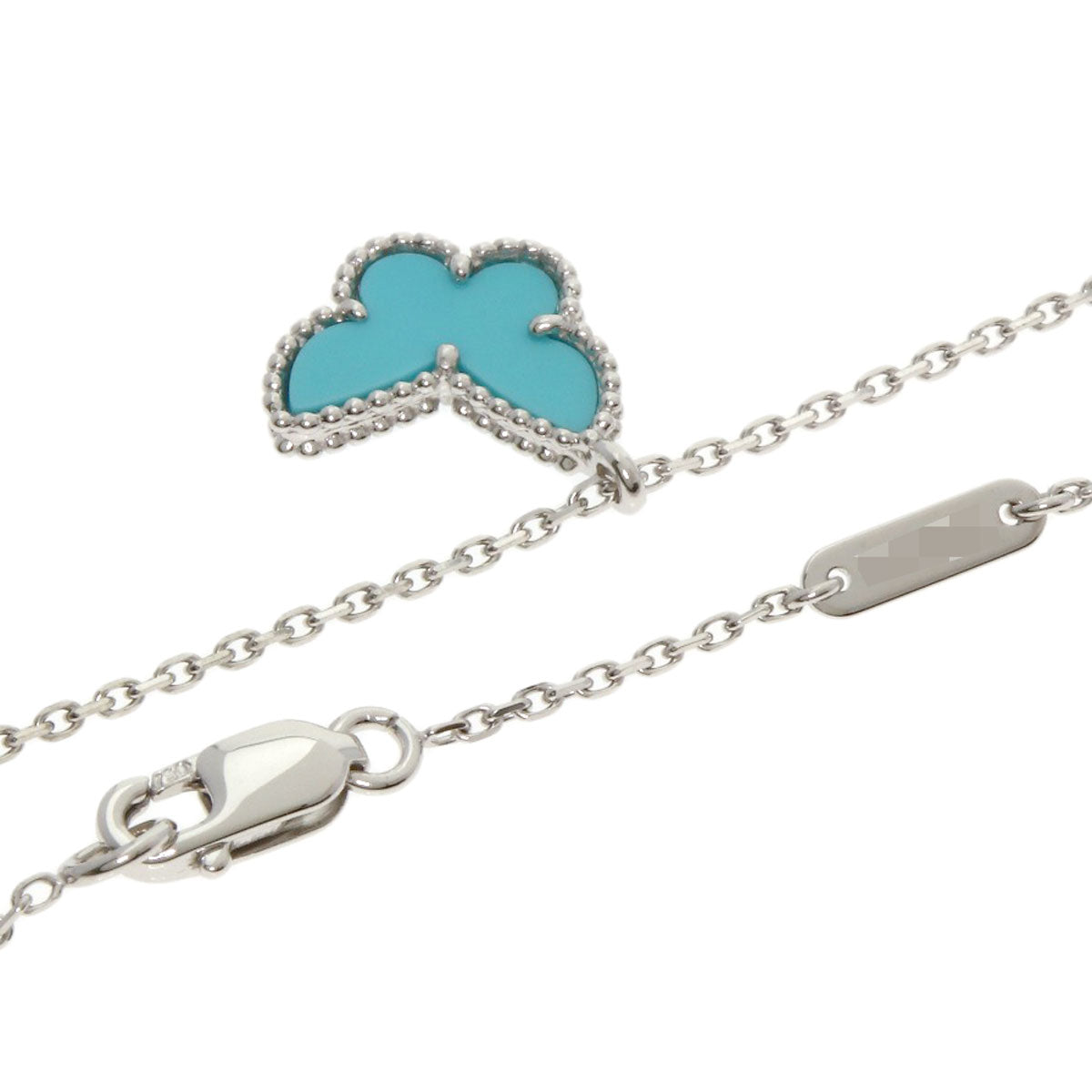 Van Cleef & Arpels Sweet Alhambra Papillon Turquoise Necklace K18 White Gold Ladies [Used]