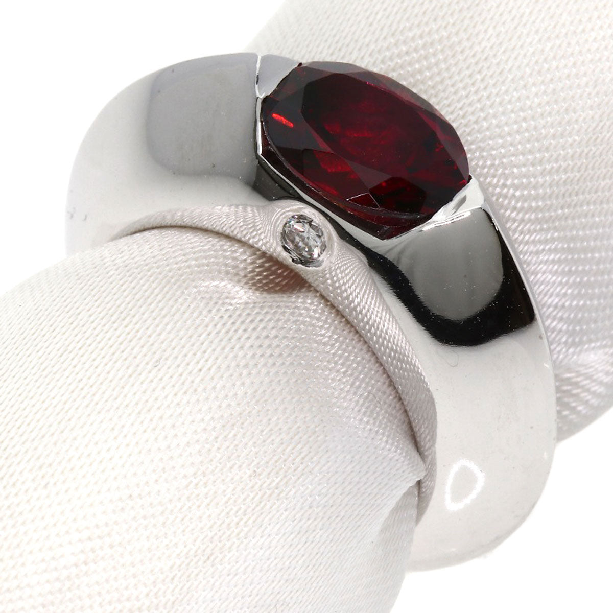 PIAGET Oura Ring Garnet Diamond #50 Ring K18 White Gold Ladies [Used]