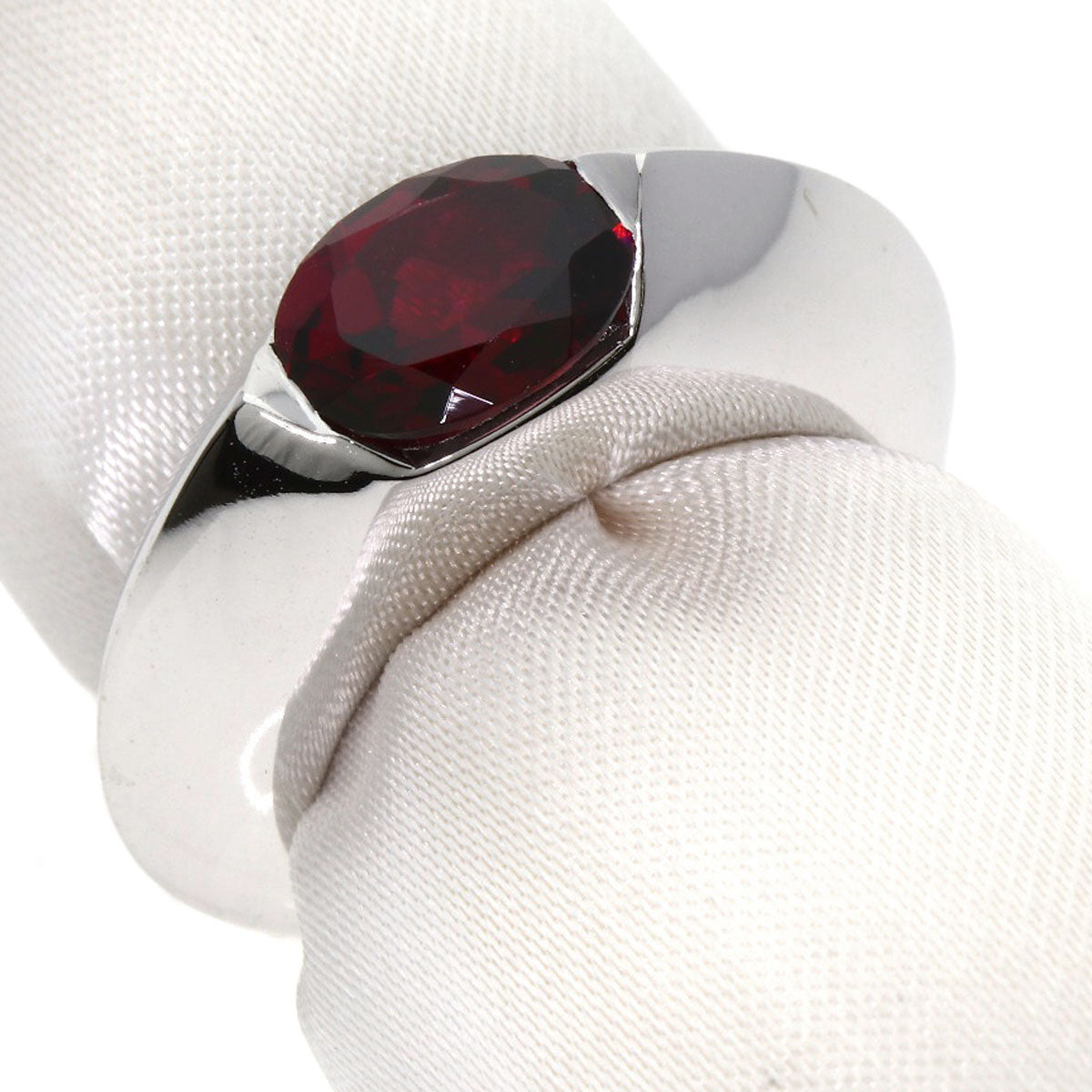 PIAGET Oura Ring Garnet Diamond #50 Ring K18 White Gold Ladies [Used]