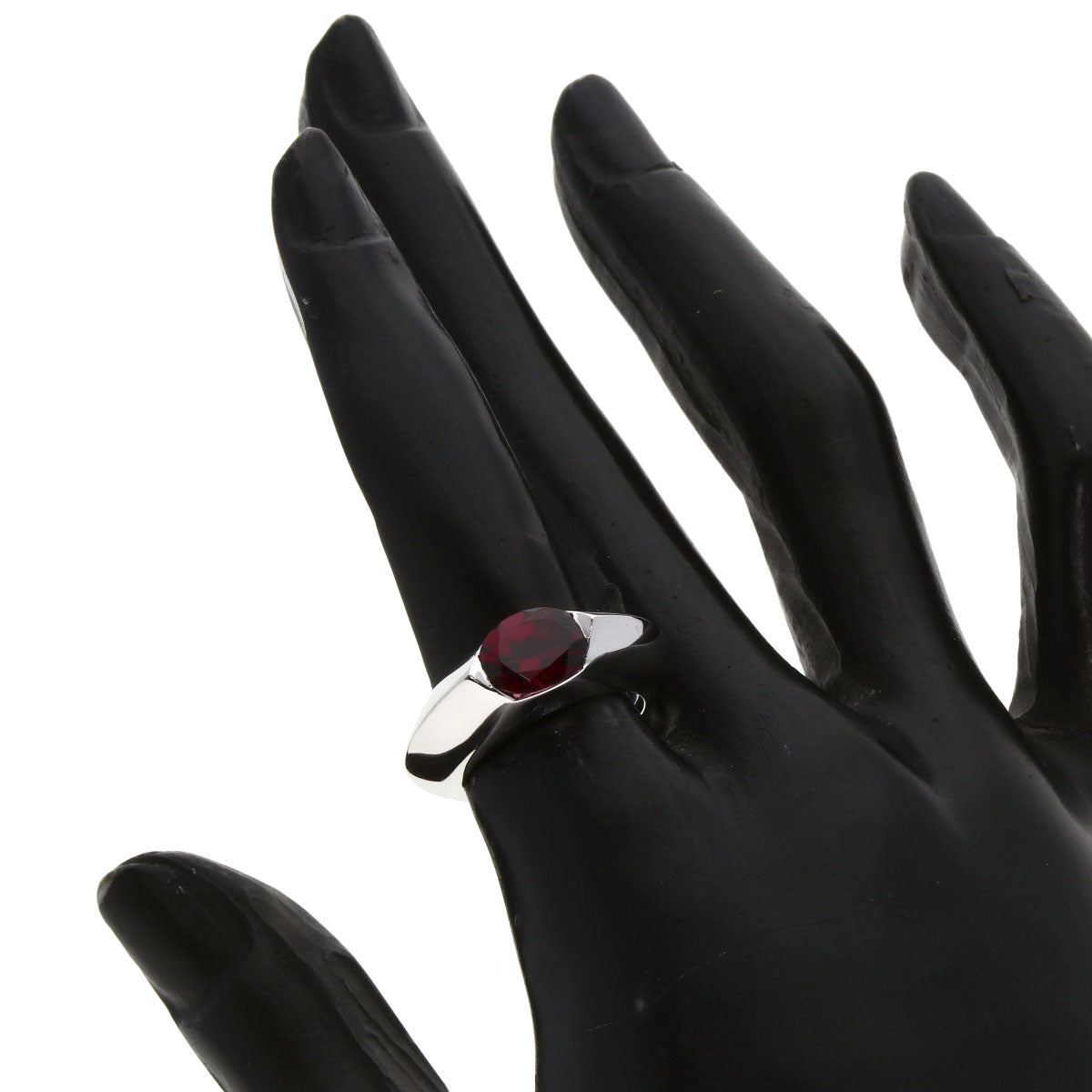 PIAGET Oura Ring Garnet Diamond #50 Ring K18 White Gold Ladies [Used]