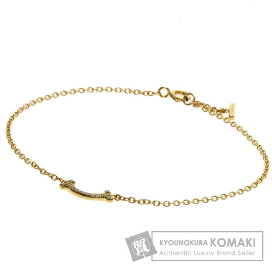 TIFFANY&Co. T Smile Mini Diamond Bracelet K18 Yellow Gold Ladies [Used]