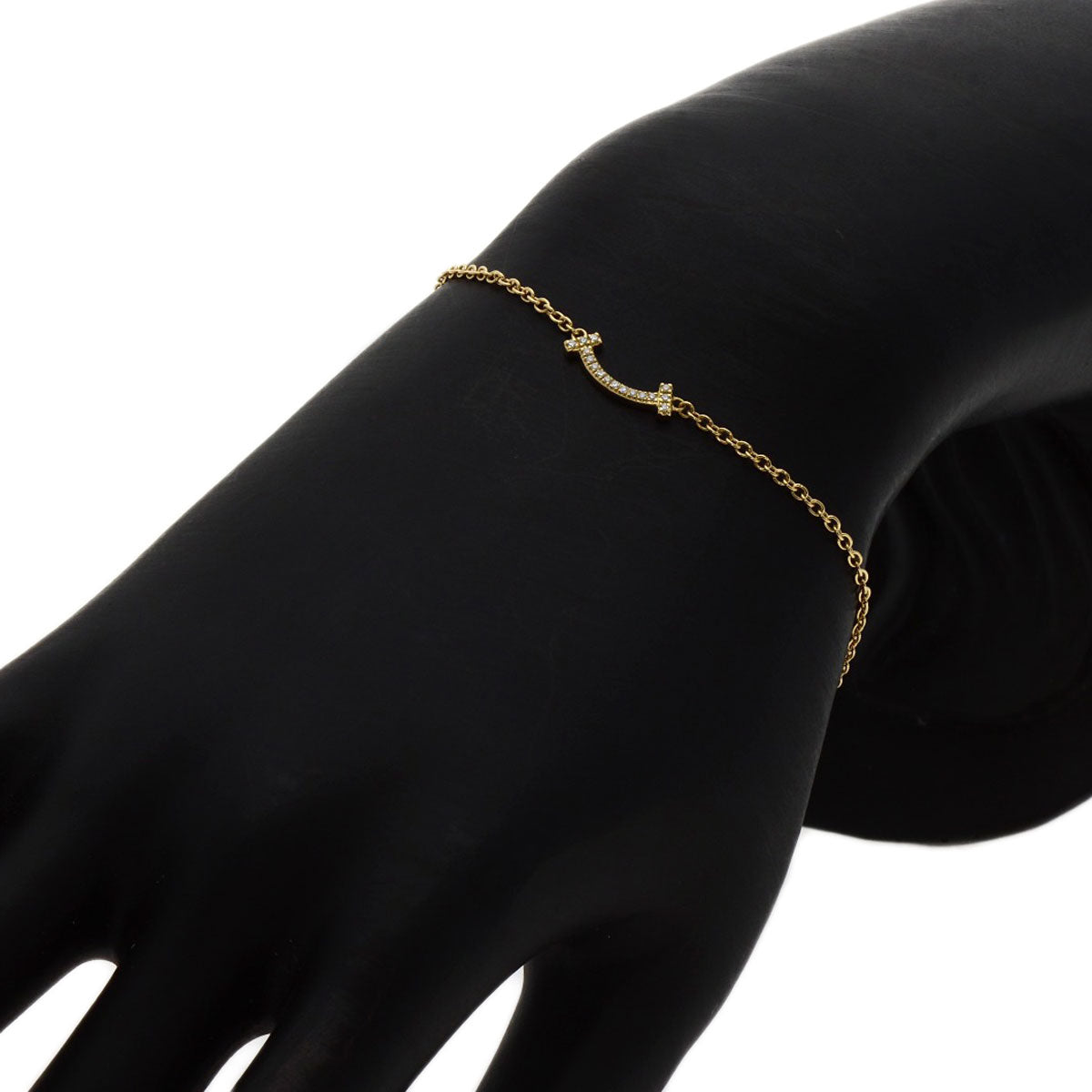 TIFFANY&Co. T Smile Mini Diamond Bracelet K18 Yellow Gold Ladies [Used]