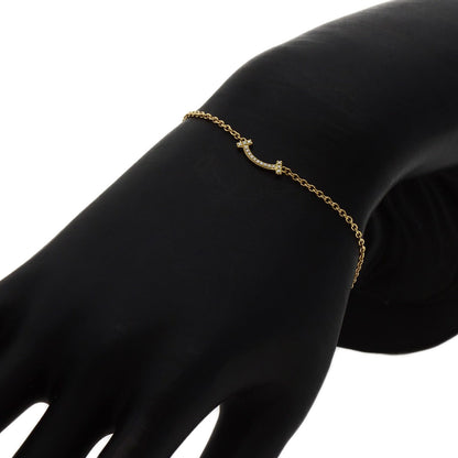 TIFFANY&Co. T Smile Mini Diamond Bracelet K18 Yellow Gold Ladies [Used]