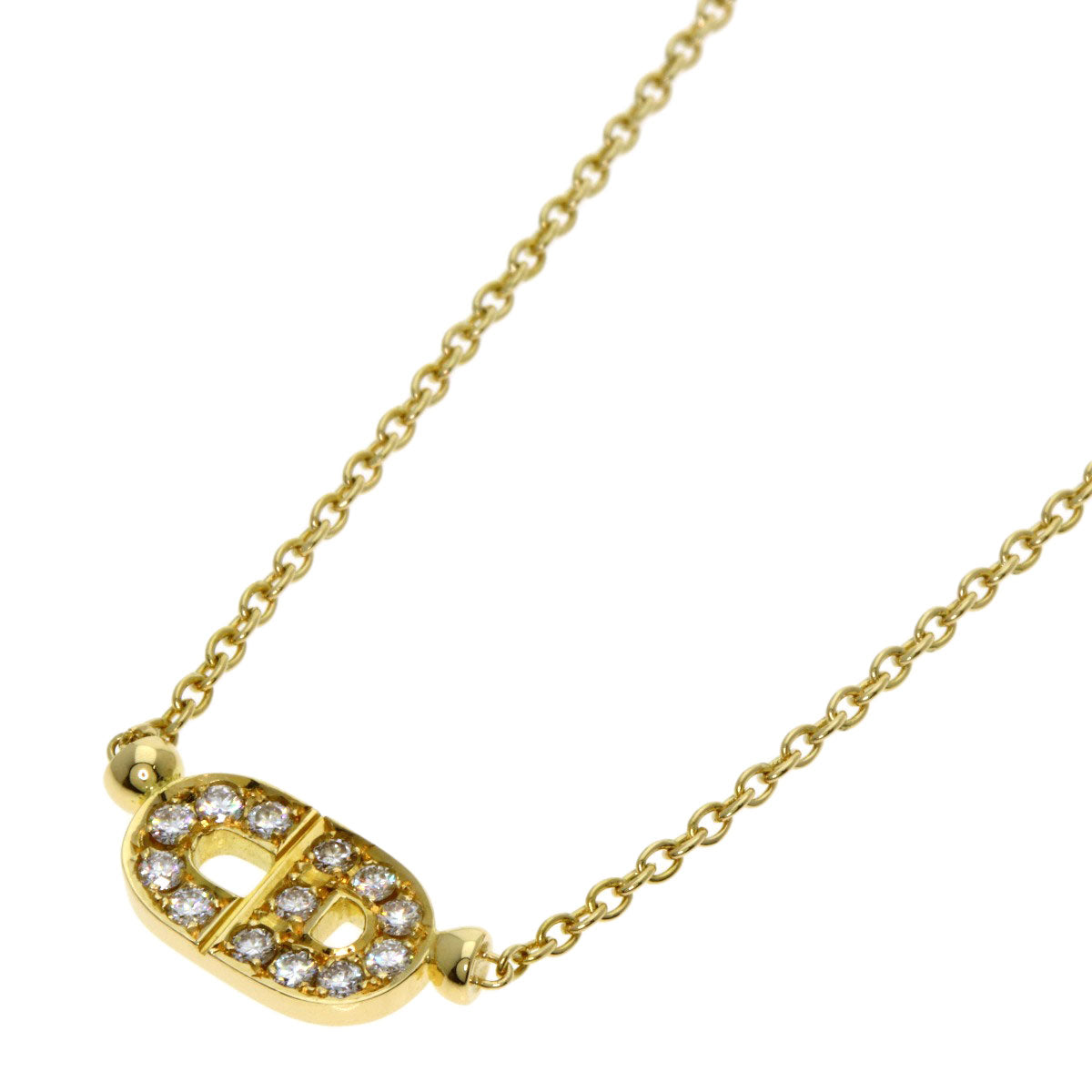 Dior CD logo diamond bond Necklace K18 Pink Gold Ladies [Used]
