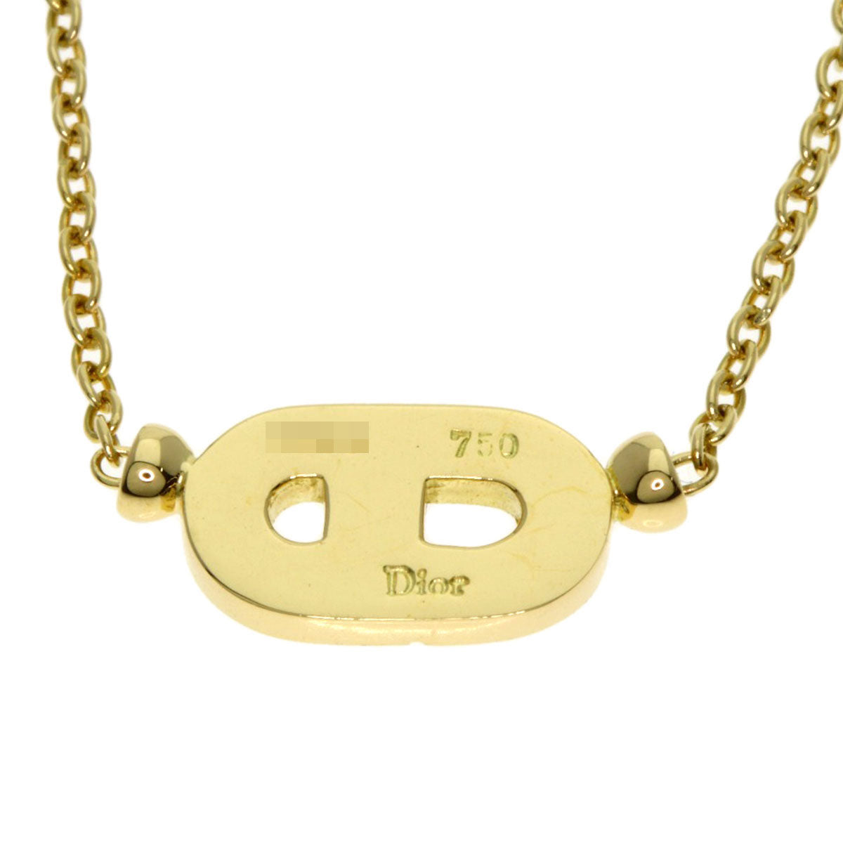 Dior CD logo diamond bond Necklace K18 Pink Gold Ladies [Used]