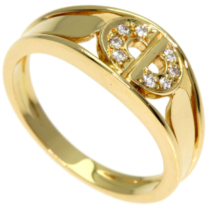 Dior Logo diamond Ring K18 Yellow Gold Ladies [Used]