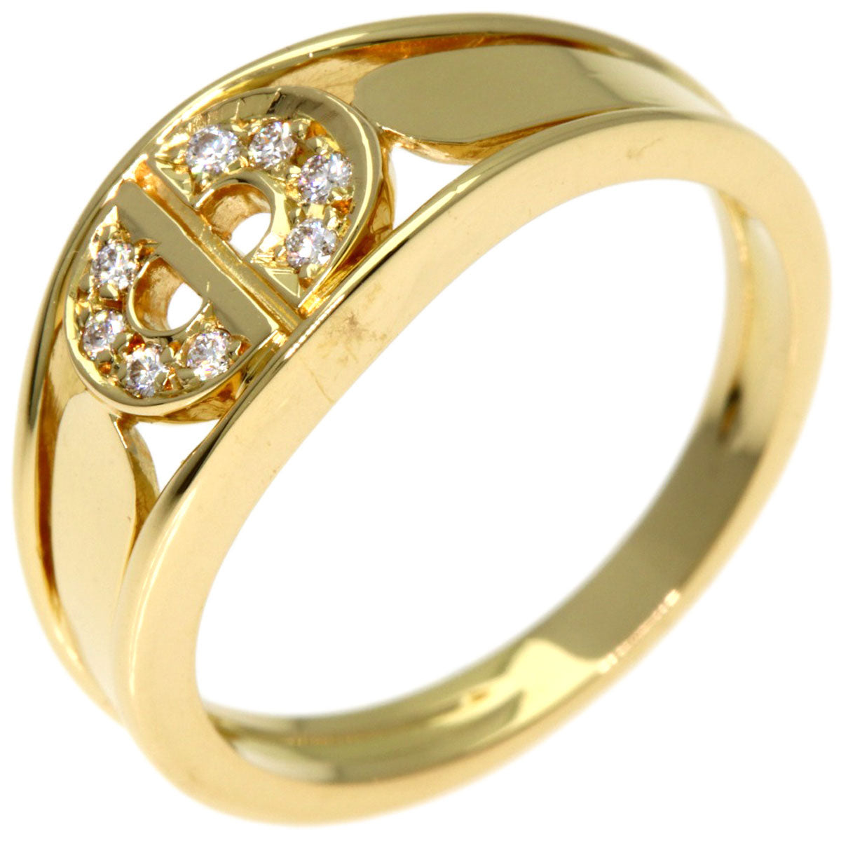 Dior Logo diamond Ring K18 Yellow Gold Ladies [Used]