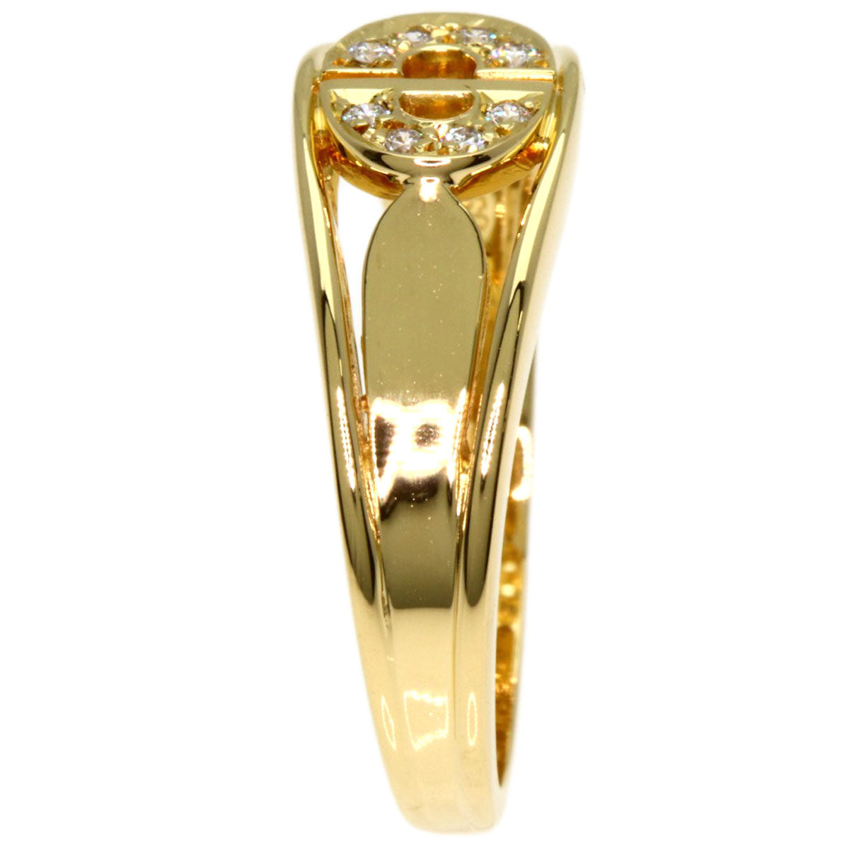 Dior Logo diamond Ring K18 Yellow Gold Ladies [Used]