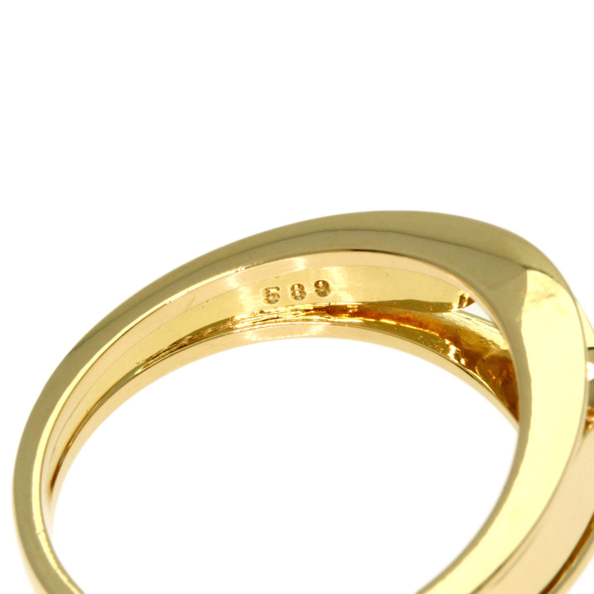 Dior Logo diamond Ring K18 Yellow Gold Ladies [Used]