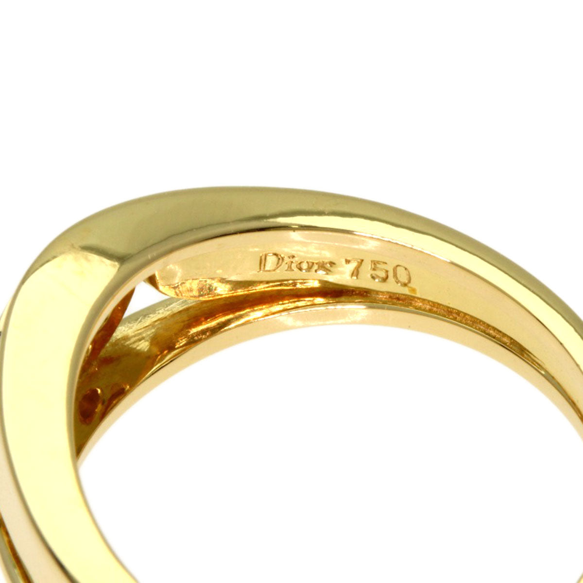 Dior Logo diamond Ring K18 Yellow Gold Ladies [Used]