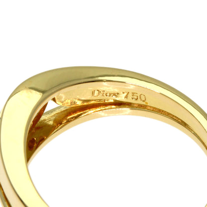 Dior Logo diamond Ring K18 Yellow Gold Ladies [Used]