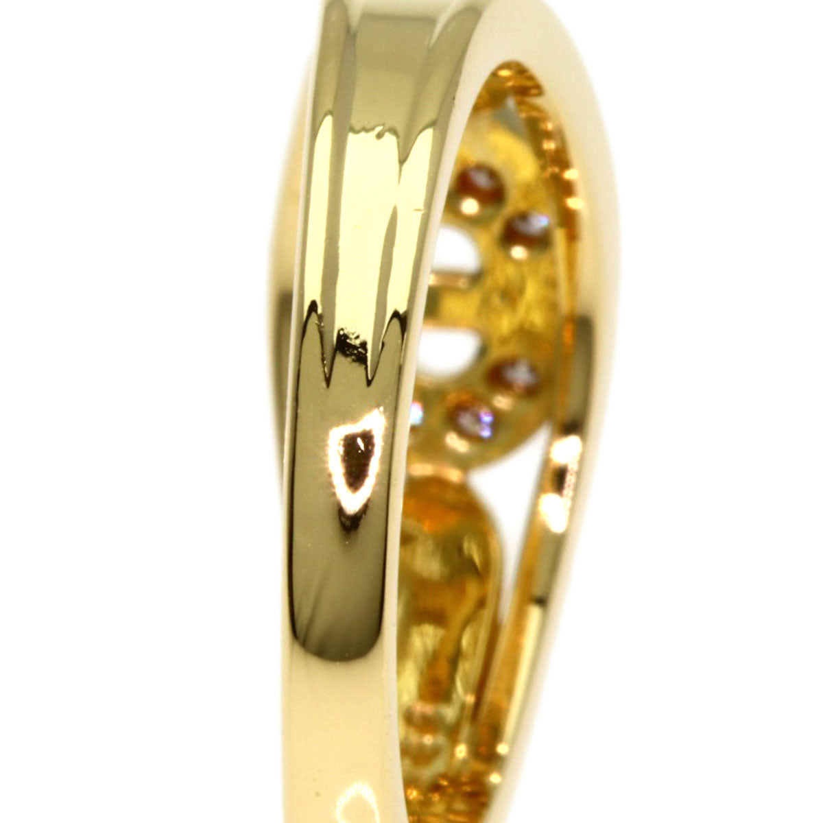 Dior Logo diamond Ring K18 Yellow Gold Ladies [Used]