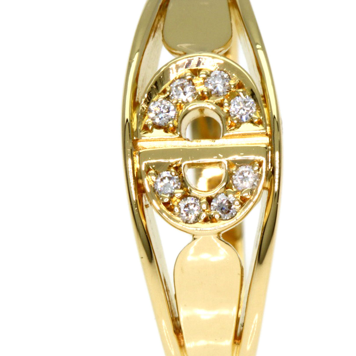 Dior Logo diamond Ring K18 Yellow Gold Ladies [Used]