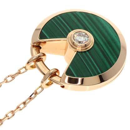 CARTIER Amulet de Cartier Small Malachite 1P Diamond Necklace K18 Pink Gold Ladies [Used]