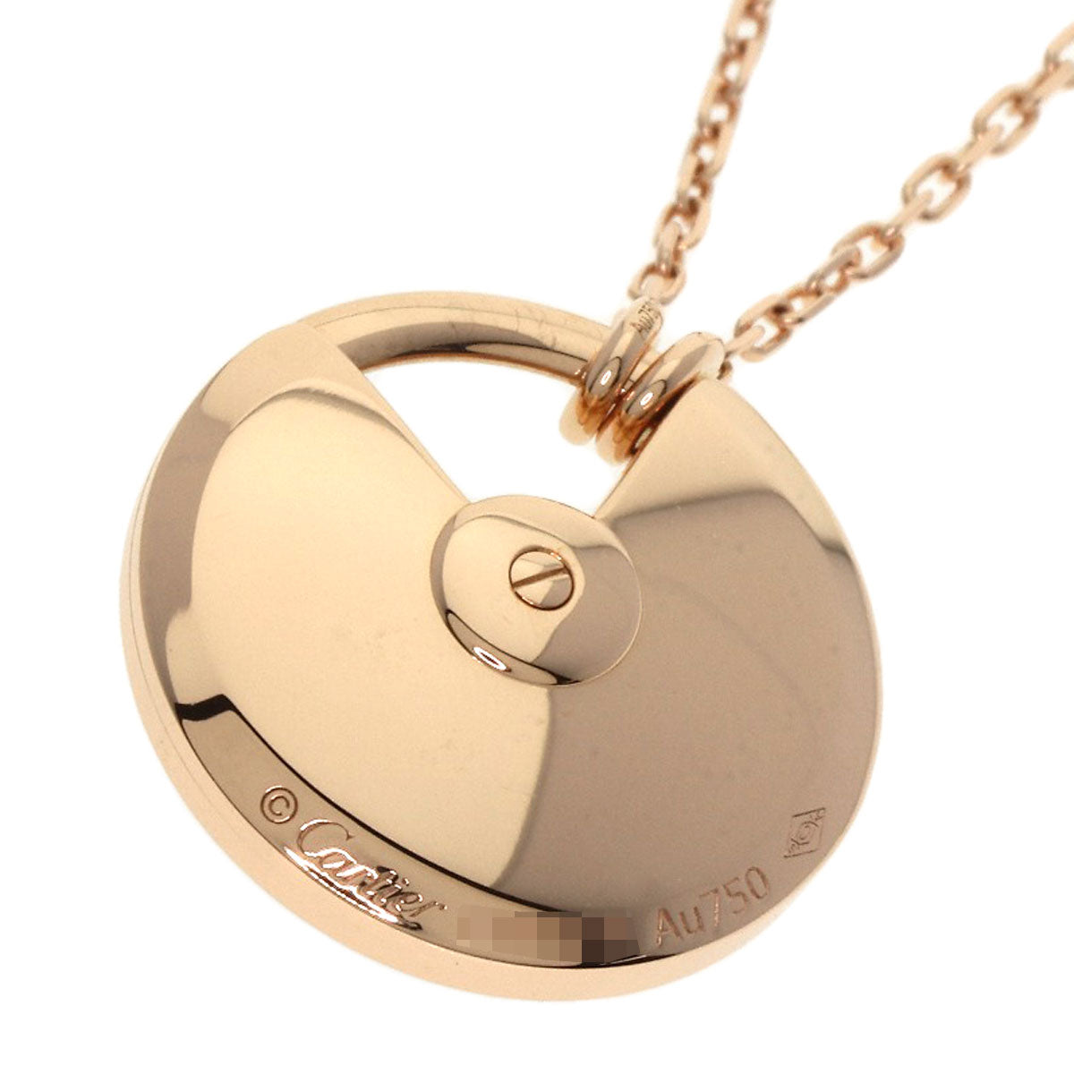 CARTIER Amulet de Cartier Small Malachite 1P Diamond Necklace K18 Pink Gold Ladies [Used]