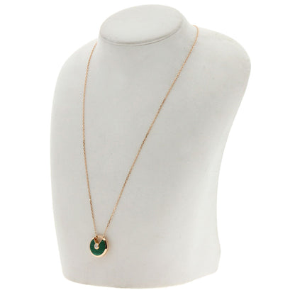 CARTIER Amulet de Cartier Small Malachite 1P Diamond Necklace K18 Pink Gold Ladies [Used]
