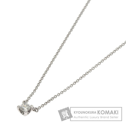 TIFFANY&Co. Square Solitaire Diamond Necklace Platinum PT950 Ladies [Used]