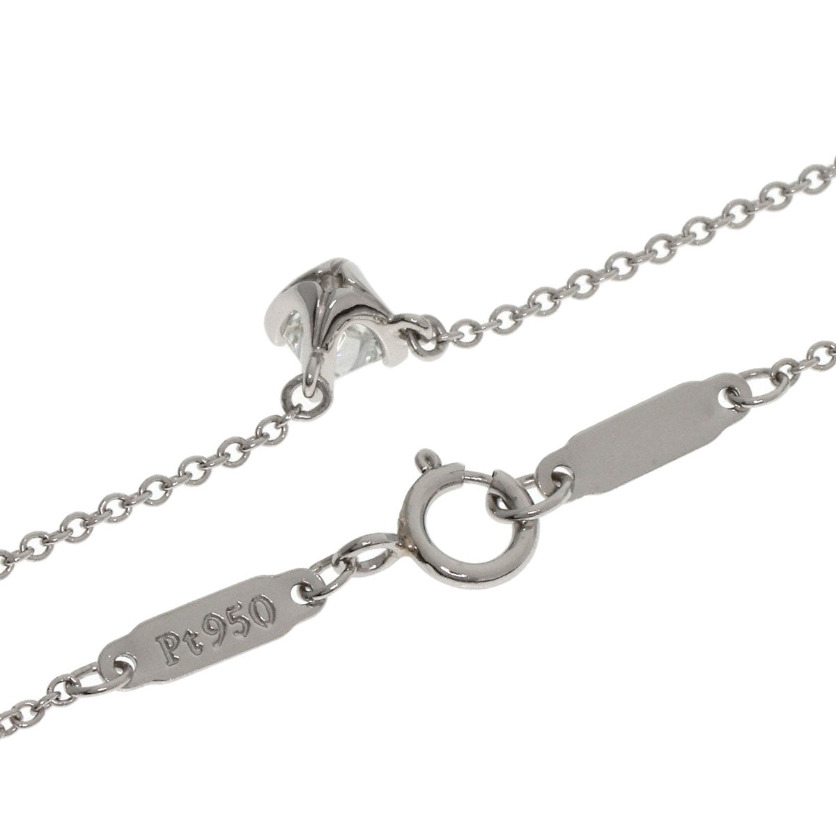 TIFFANY&Co. Square Solitaire Diamond Necklace Platinum PT950 Ladies [Used]