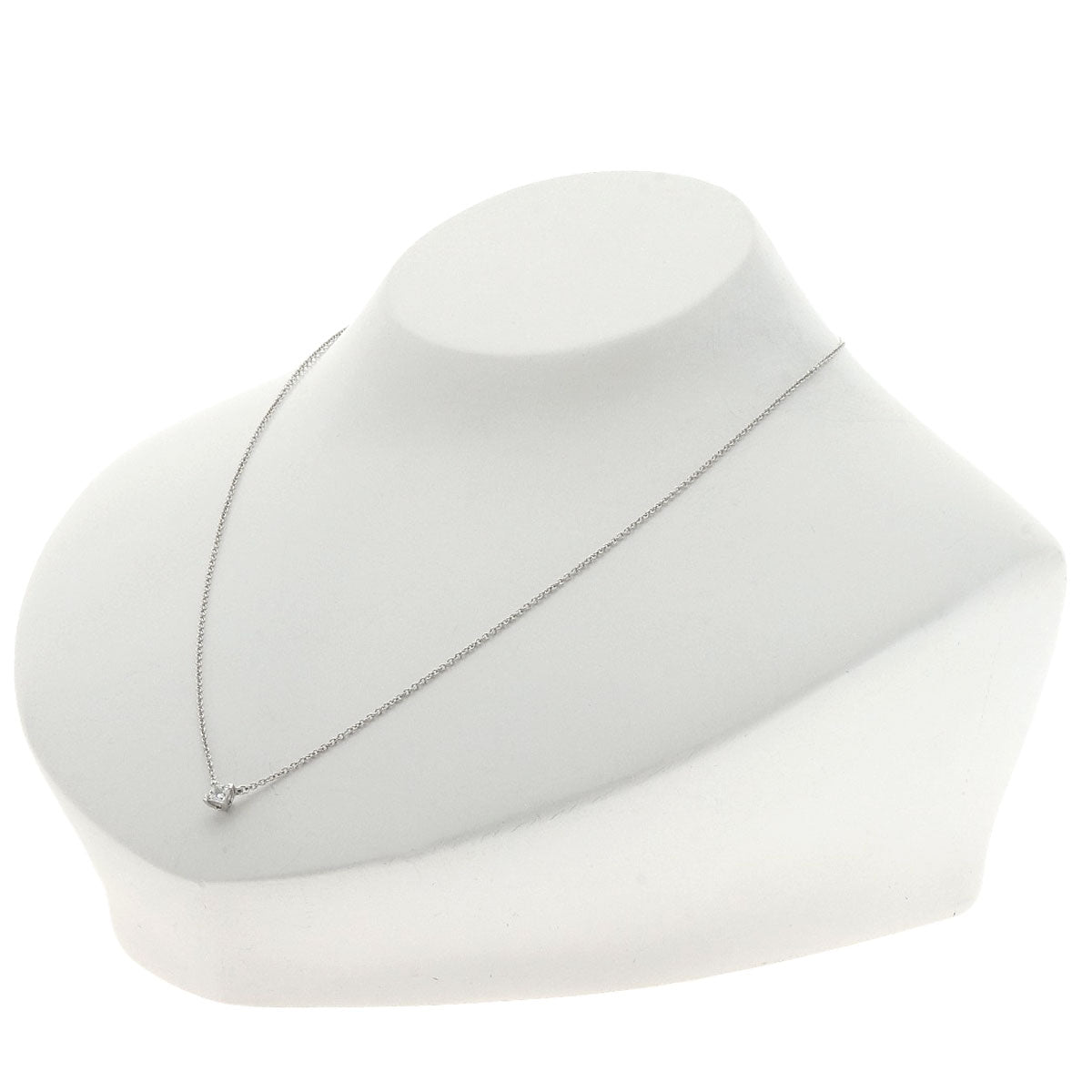 TIFFANY&Co. Square Solitaire Diamond Necklace Platinum PT950 Ladies [Used]