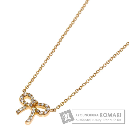 TIFFANY&Co. Metro Bow Diamond Necklace K18 Pink Gold Ladies [Used]