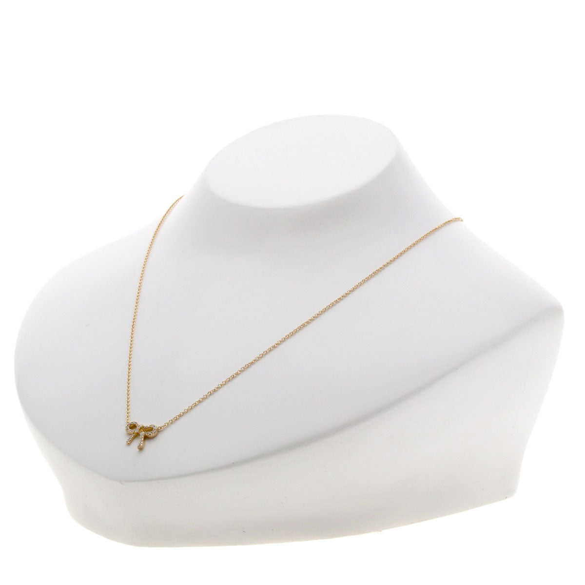 TIFFANY&Co. Metro Bow Diamond Necklace K18 Pink Gold Ladies [Used]