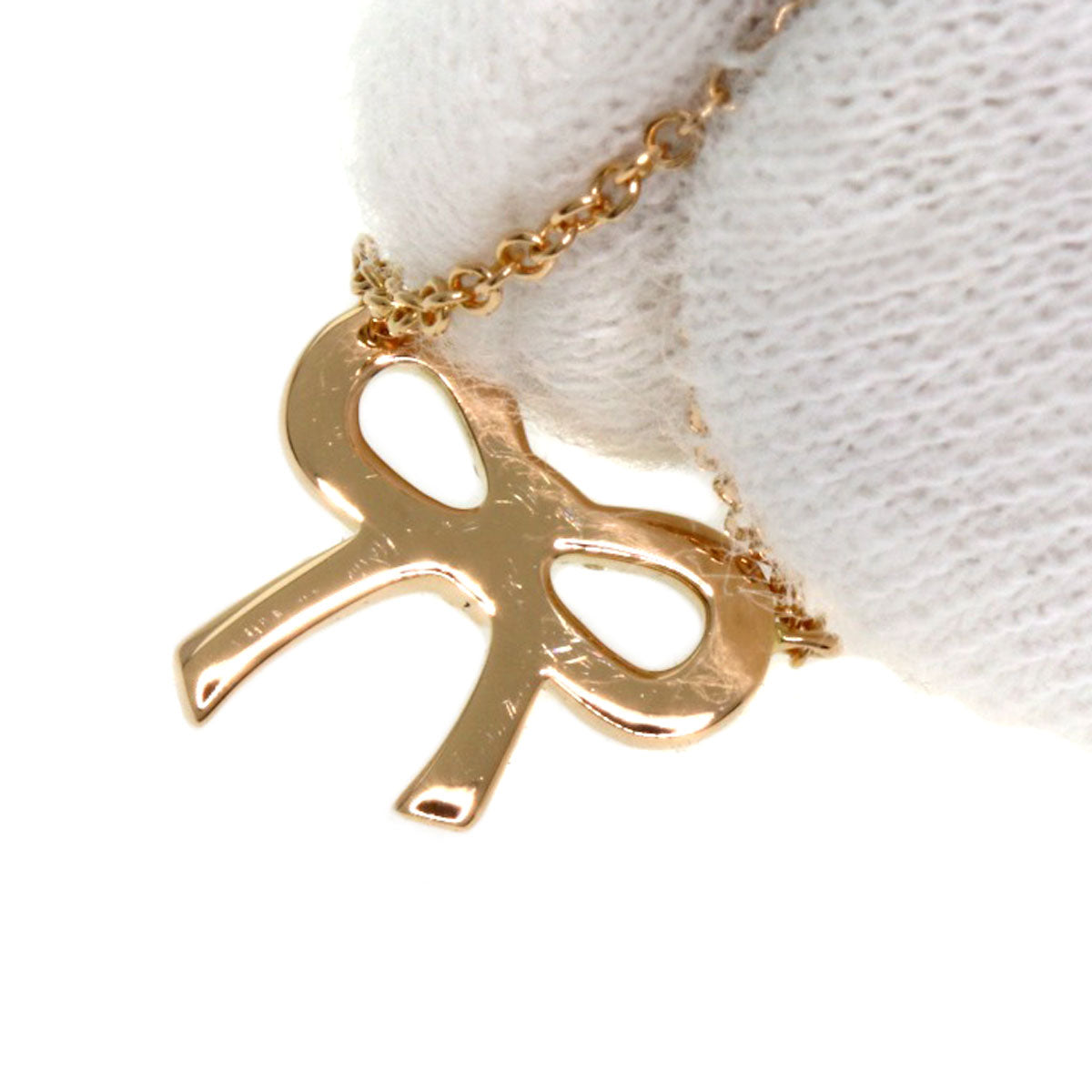 TIFFANY&Co. Metro Bow Diamond Necklace K18 Pink Gold Ladies [Used]