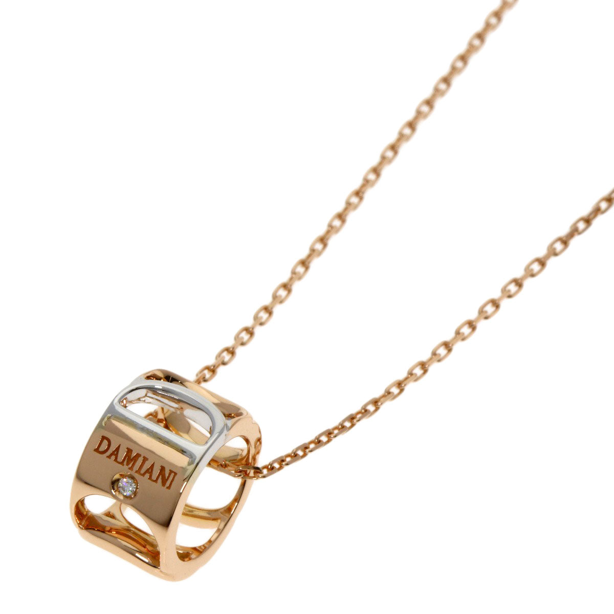 Damiani Damianissima 1P Diamond Necklace K18 Pink Gold Ladies [Used]