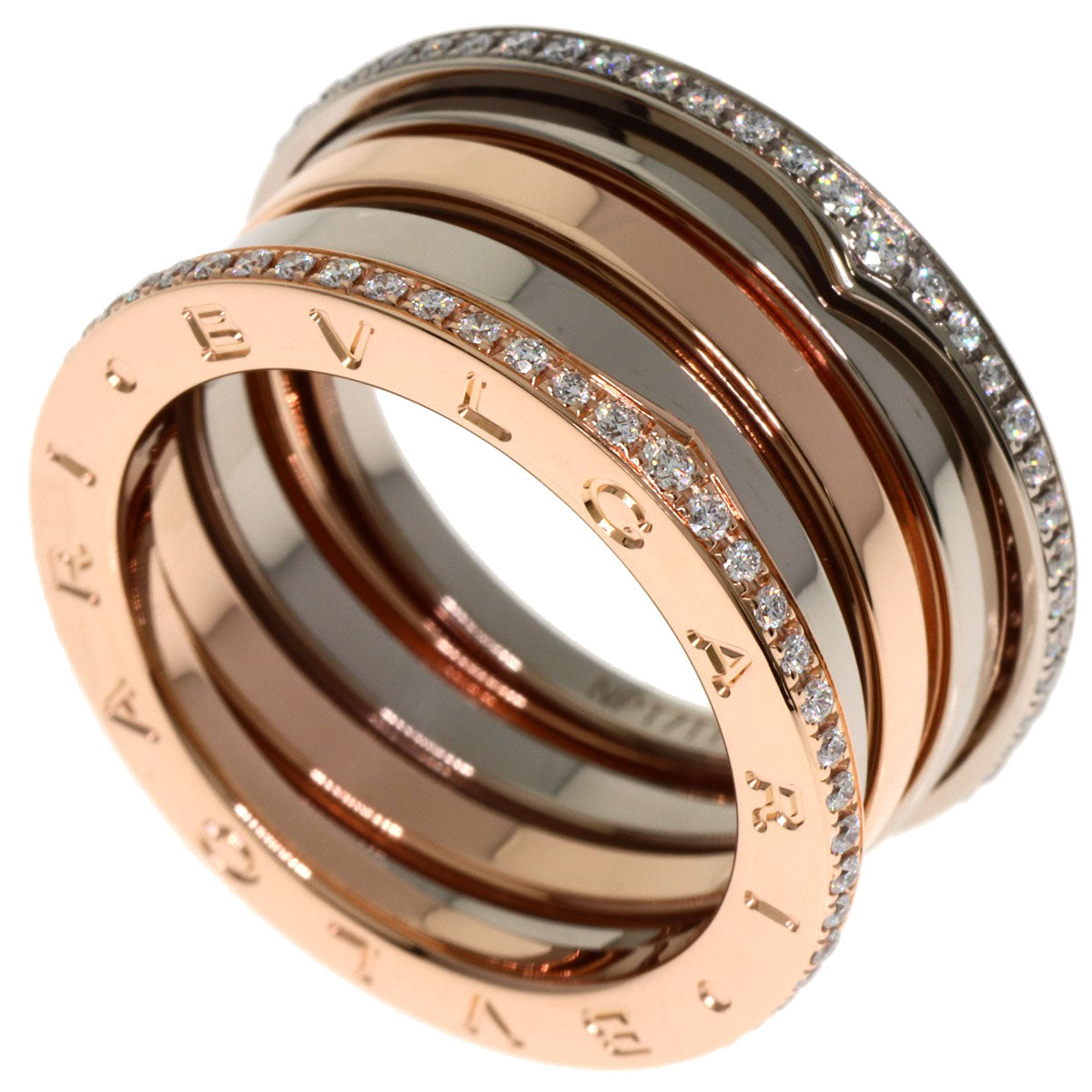 BVLGARI B.zero1 Perfect Mistake Diamond 4 Band #57 Ring K18 Pink Gold K18 White GoldLadies [Used]