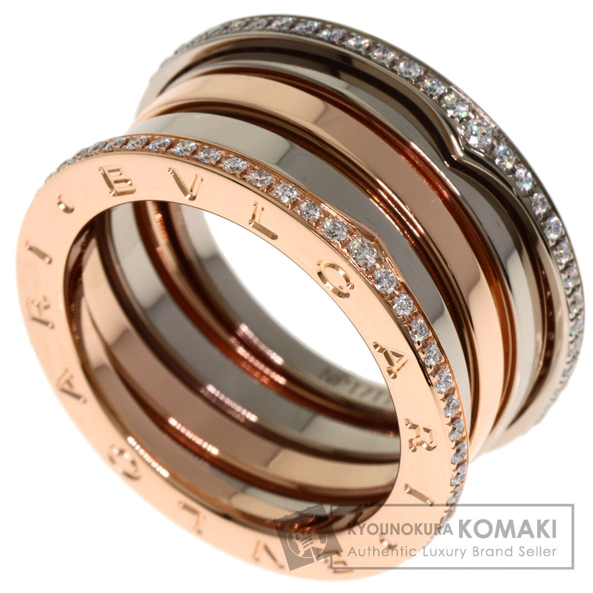 BVLGARI B.zero1 Perfect Mistake Diamond 4 Band #57 Ring K18 Pink Gold K18 White GoldLadies [Used]