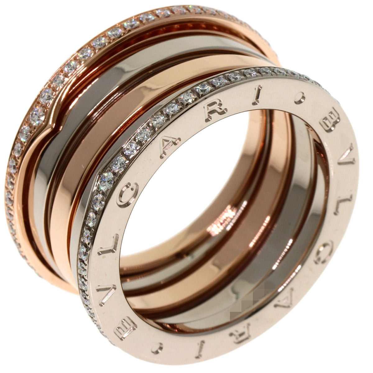 BVLGARI B.zero1 Perfect Mistake Diamond 4 Band #57 Ring K18 Pink Gold K18 White GoldLadies [Used]