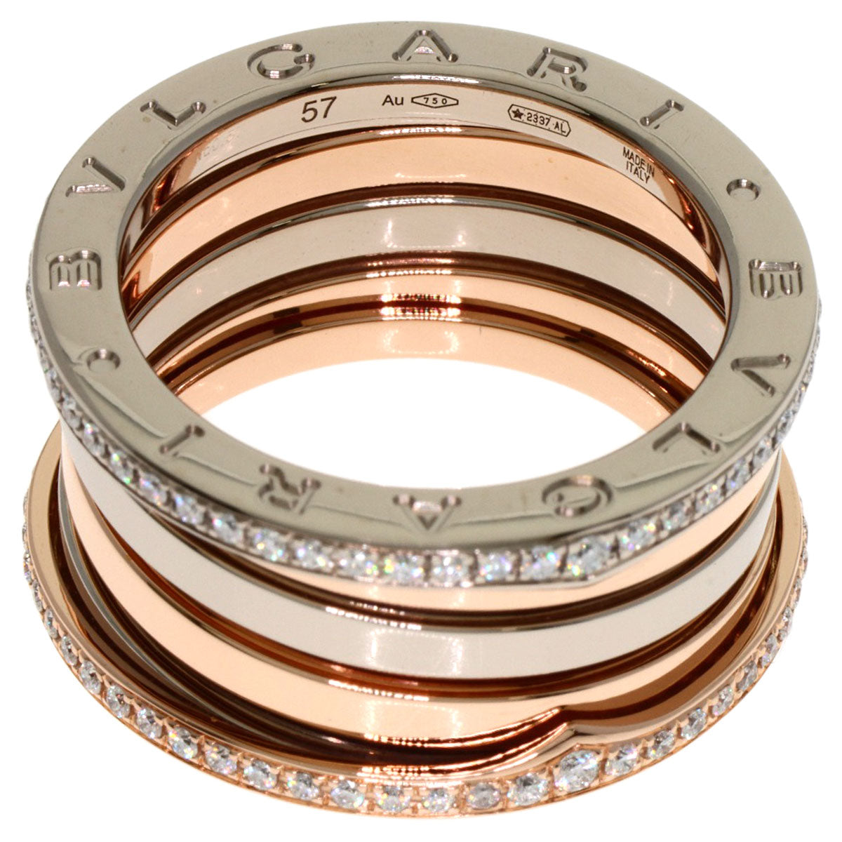 BVLGARI B.zero1 Perfect Mistake Diamond 4 Band #57 Ring K18 Pink Gold K18 White GoldLadies [Used]