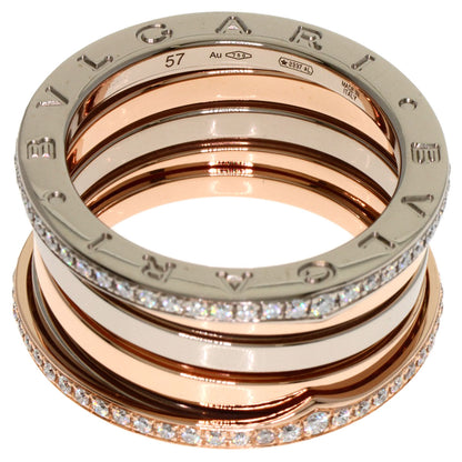 BVLGARI B.zero1 Perfect Mistake Diamond 4 Band #57 Ring K18 Pink Gold K18 White GoldLadies [Used]