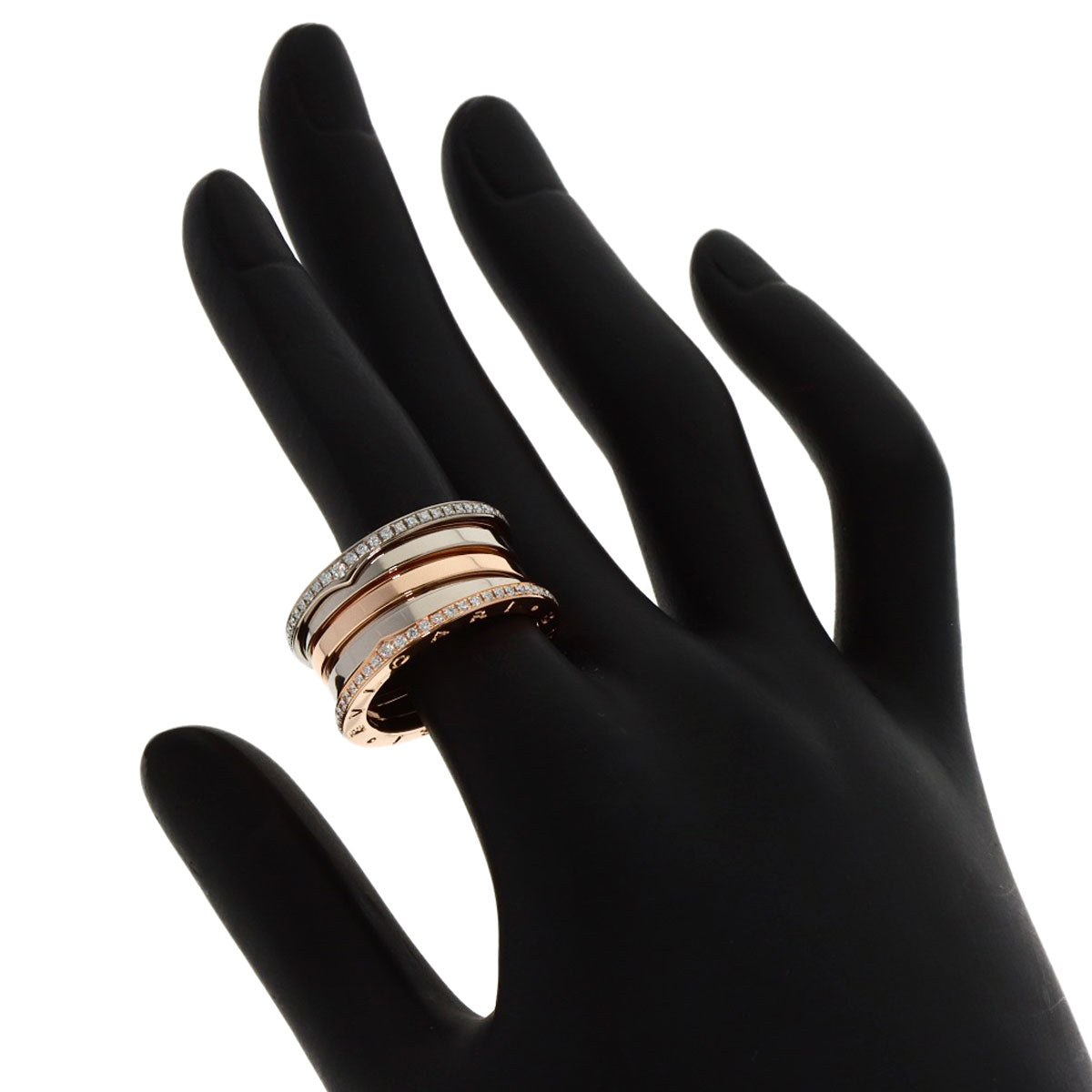 BVLGARI B.zero1 Perfect Mistake Diamond 4 Band #57 Ring K18 Pink Gold K18 White GoldLadies [Used]