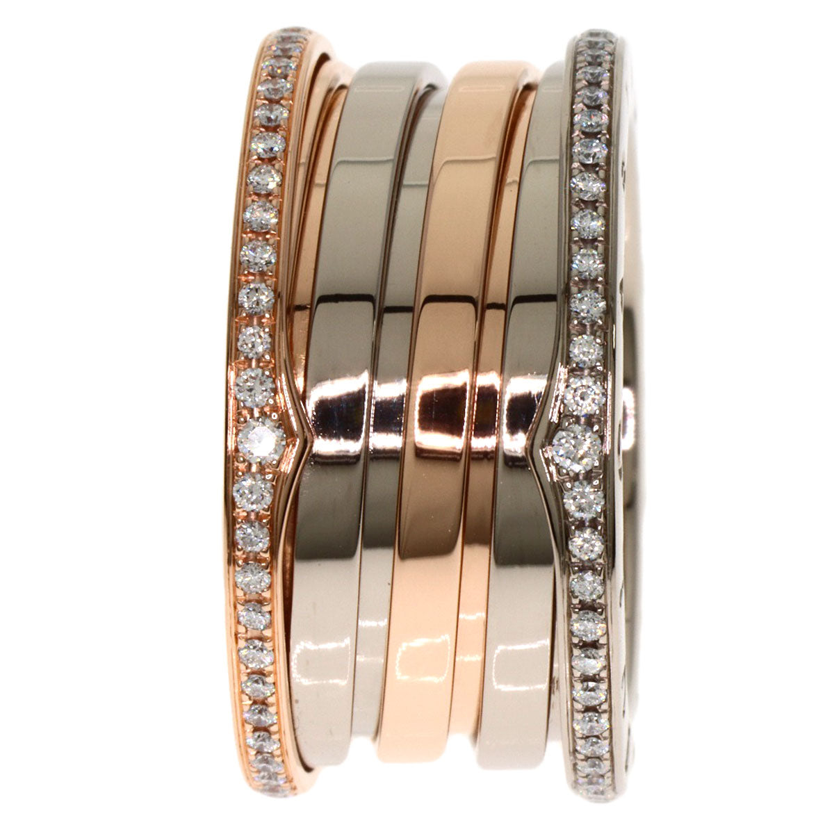 BVLGARI B.zero1 Perfect Mistake Diamond 4 Band #57 Ring K18 Pink Gold K18 White GoldLadies [Used]
