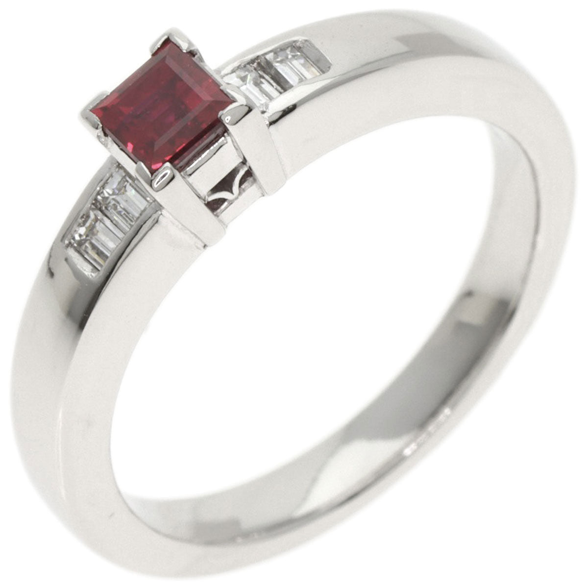 Dior Garnet Diamond Ring Platinum PT900 Ladies [Used]