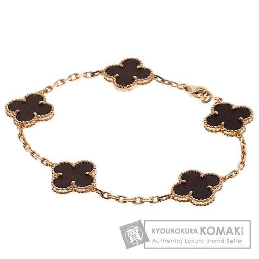 Van Cleef & Arpels Vintage Alhambra Letterwood 5P Bracelet K18 Pink Gold Ladies [Used]