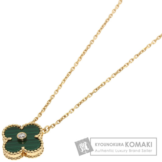 Van Cleef & Arpels Vintage Alhambra Malachite Diamond Necklace K18 Yellow Gold Ladies [Used]