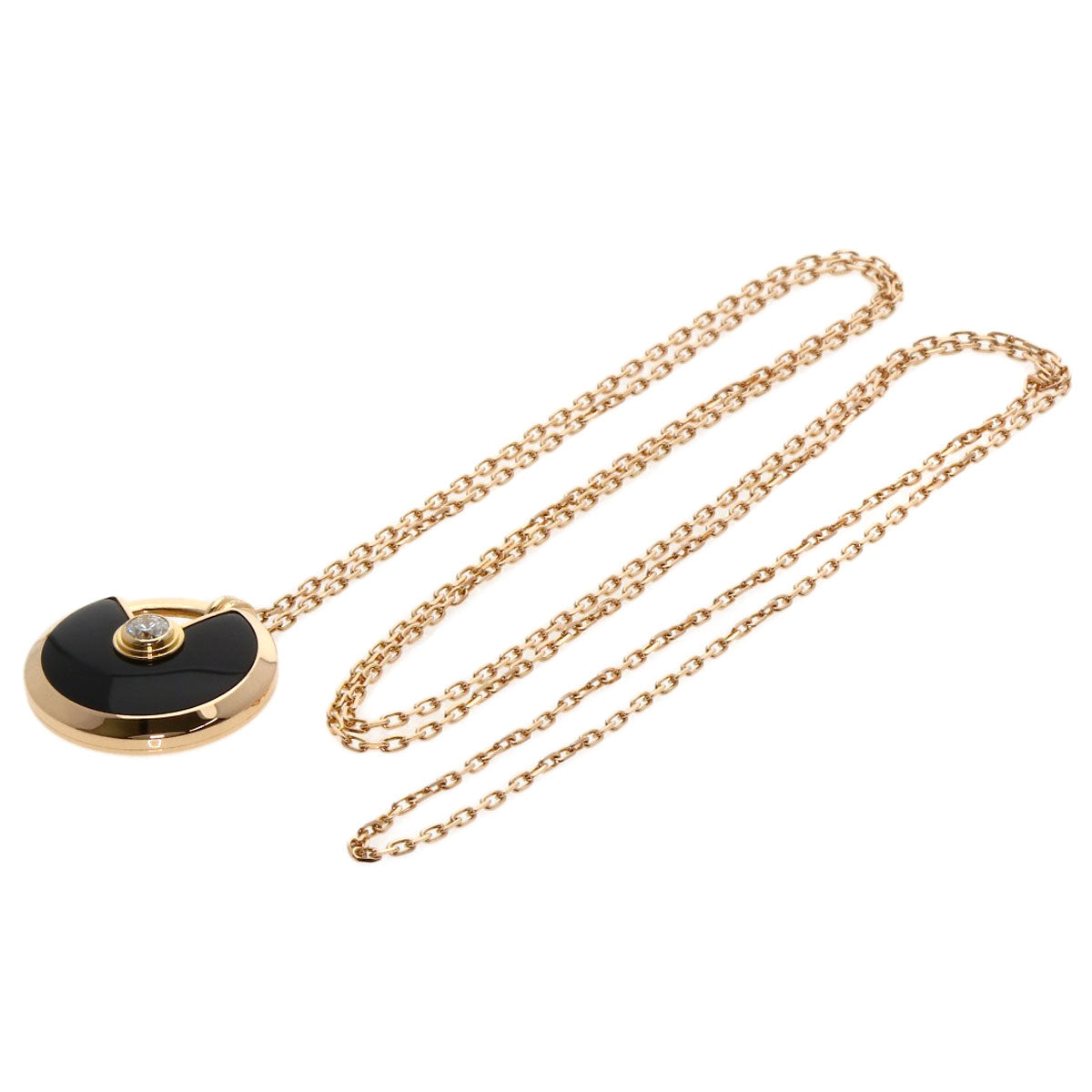 CARTIER Amulet Onyx Diamond Necklace K18 Pink Gold Ladies [Used]