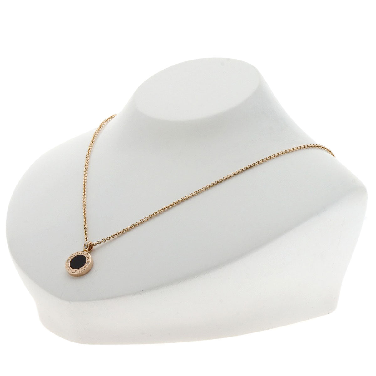 BVLGARI BVLGARI BVLGARI Shell Onyx Diamond Necklace K18 Pink Gold Ladies [Used]