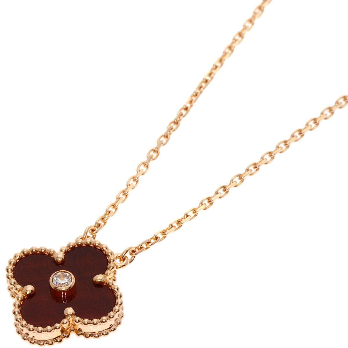 Van Cleef & Arpels Vintage Alhambra Bullseye 1P Diamond Necklace K18 Pink Gold Ladies [Used]