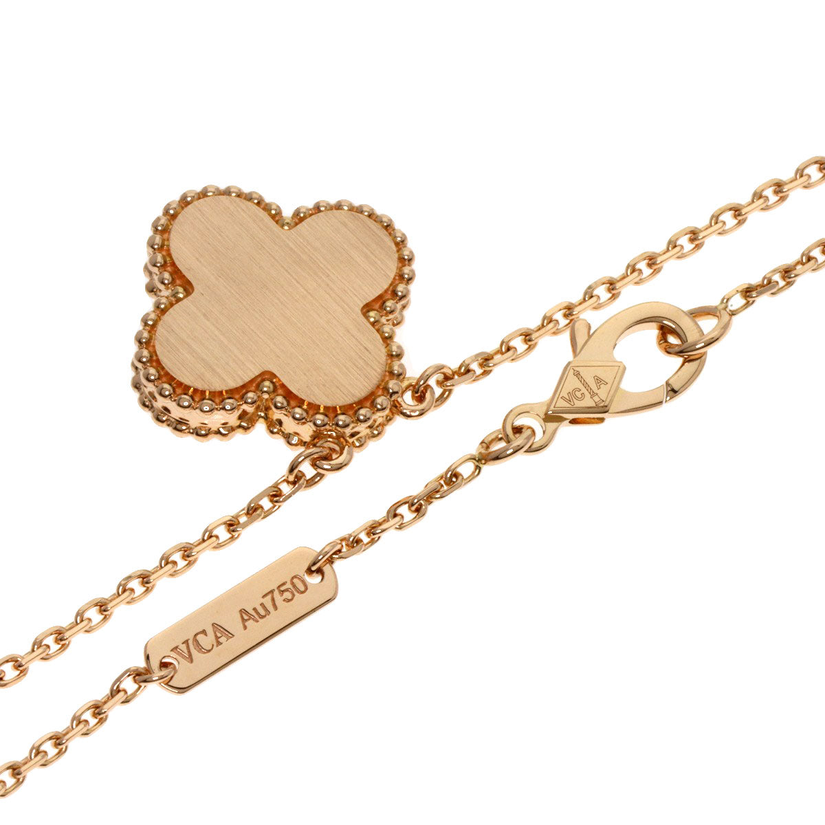 Van Cleef & Arpels Vintage Alhambra Bullseye 1P Diamond Necklace K18 Pink Gold Ladies [Used]